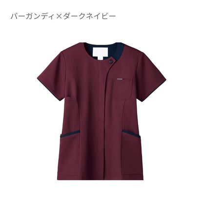 レディスジップスクラブ | 医療介護ユニフォーム | 1枚 | 7069SC | エクルベージュ×ブラウン