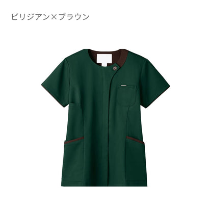 レディスジップスクラブ | 医療介護ユニフォーム | 1枚 | 7069SC | エクルベージュ×ブラウン