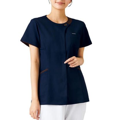 レディスジップスクラブ | 医療介護ユニフォーム | 1枚 | 7069SC | エクルベージュ×ブラウン