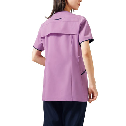 レディスジップスクラブ | 医療介護ユニフォーム | 1枚 | 7078SC | ミディアムブルー×ダークネイビー