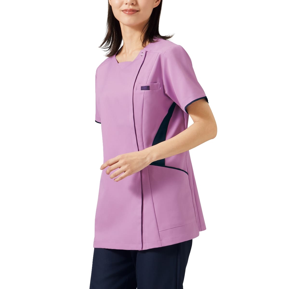 レディスジップスクラブ | 医療介護ユニフォーム | 1枚 | 7078SC | フクシャピンク×ダークネイビー