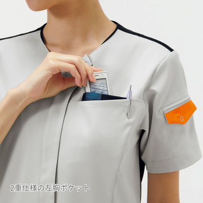 ジップスクラブ | 医療介護ユニフォーム | 1枚 | 7088SC | ダークネイビー×フクシャピンク