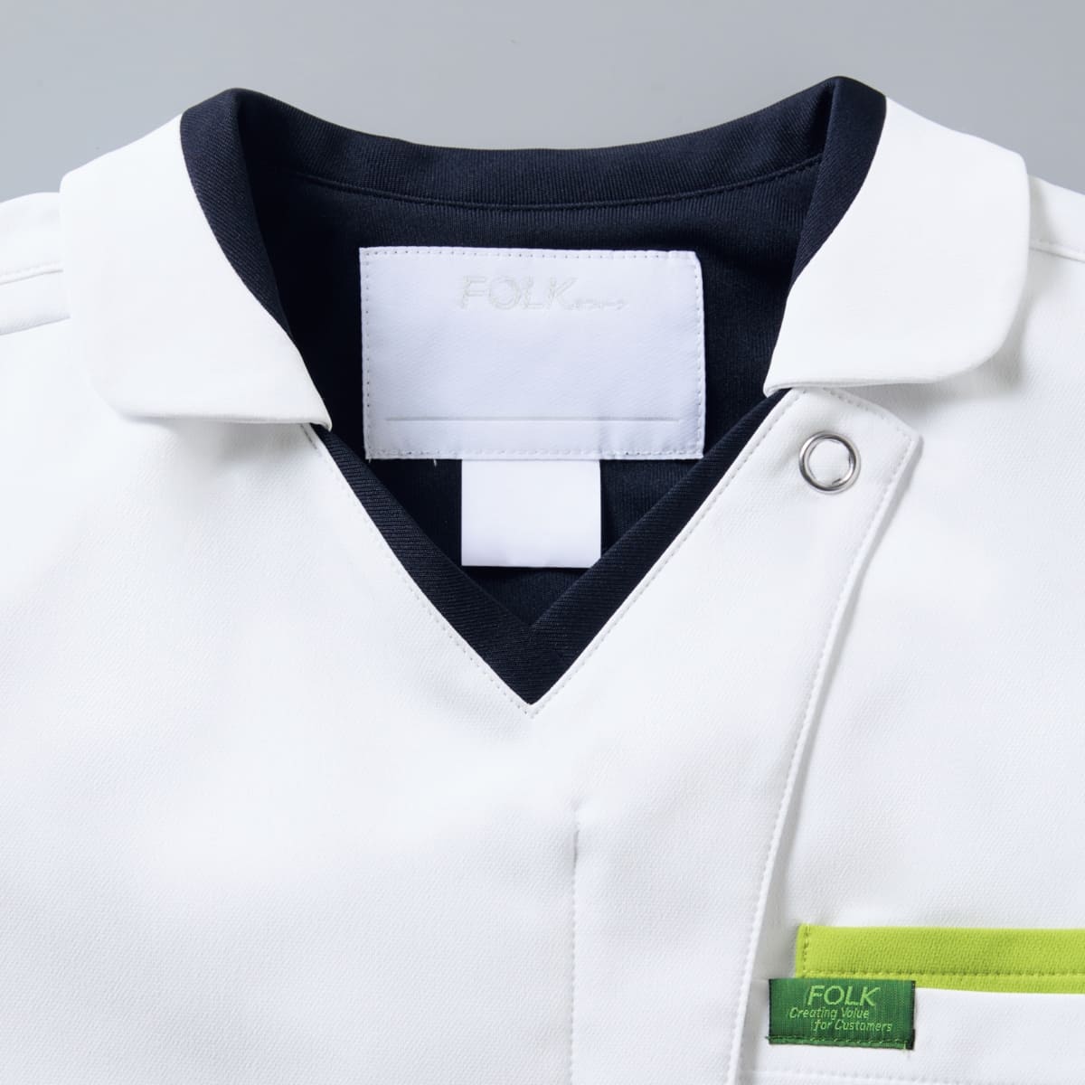 ジップスクラブ | 医療介護ユニフォーム | 1枚 | 7106SC | ホワイト×ライム