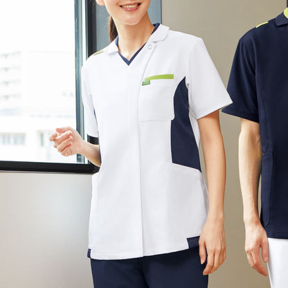 ジップスクラブ | 医療介護ユニフォーム | 1枚 | 7106SC | ホワイト×ライム