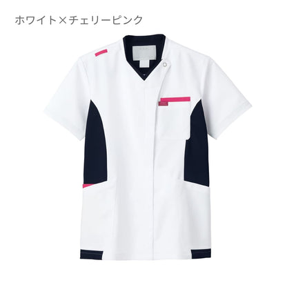 ジップスクラブ | 医療介護ユニフォーム | 1枚 | 7108SC | ホワイト×チェリーピンク