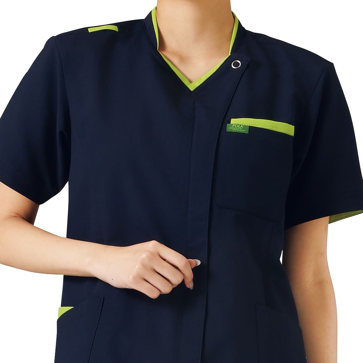 ジップスクラブ | 医療介護ユニフォーム | 1枚 | 7109SC | ダークネイビー×チェリーピンク