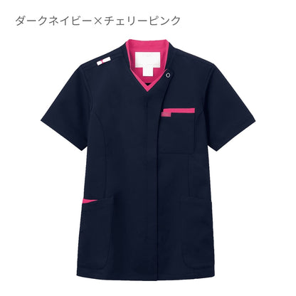 ジップスクラブ | 医療介護ユニフォーム | 1枚 | 7109SC | ダークネイビー×チェリーピンク