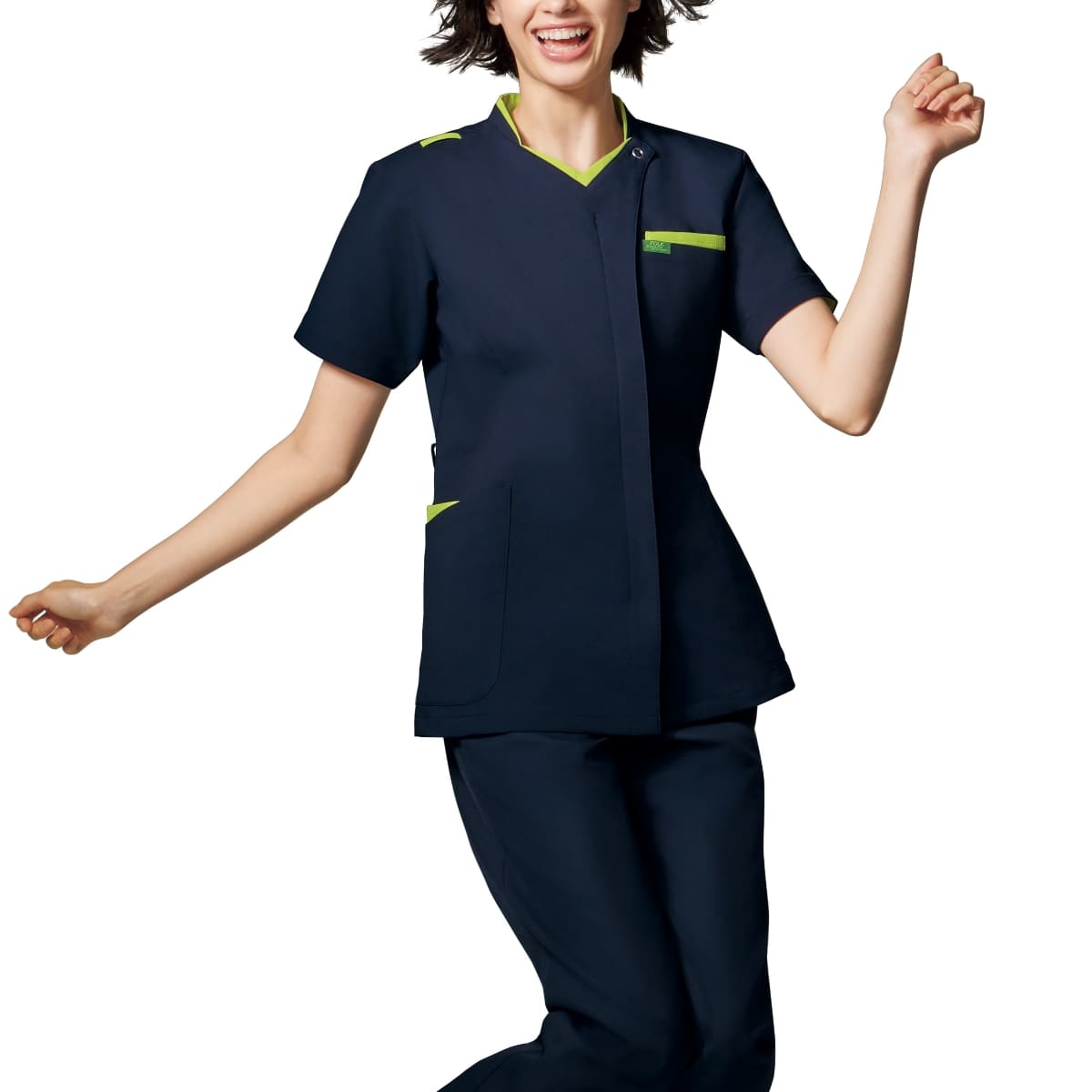 ジップスクラブ | 医療介護ユニフォーム | 1枚 | 7109SC | ダークネイビー×ライム