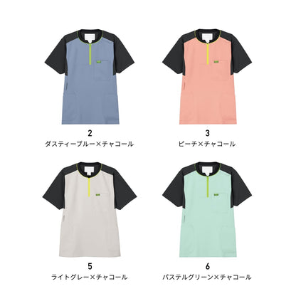 ジップアップスクラブ | 医療介護ユニフォーム | 1枚 | CK700 | ダスティーブルー×チャコール