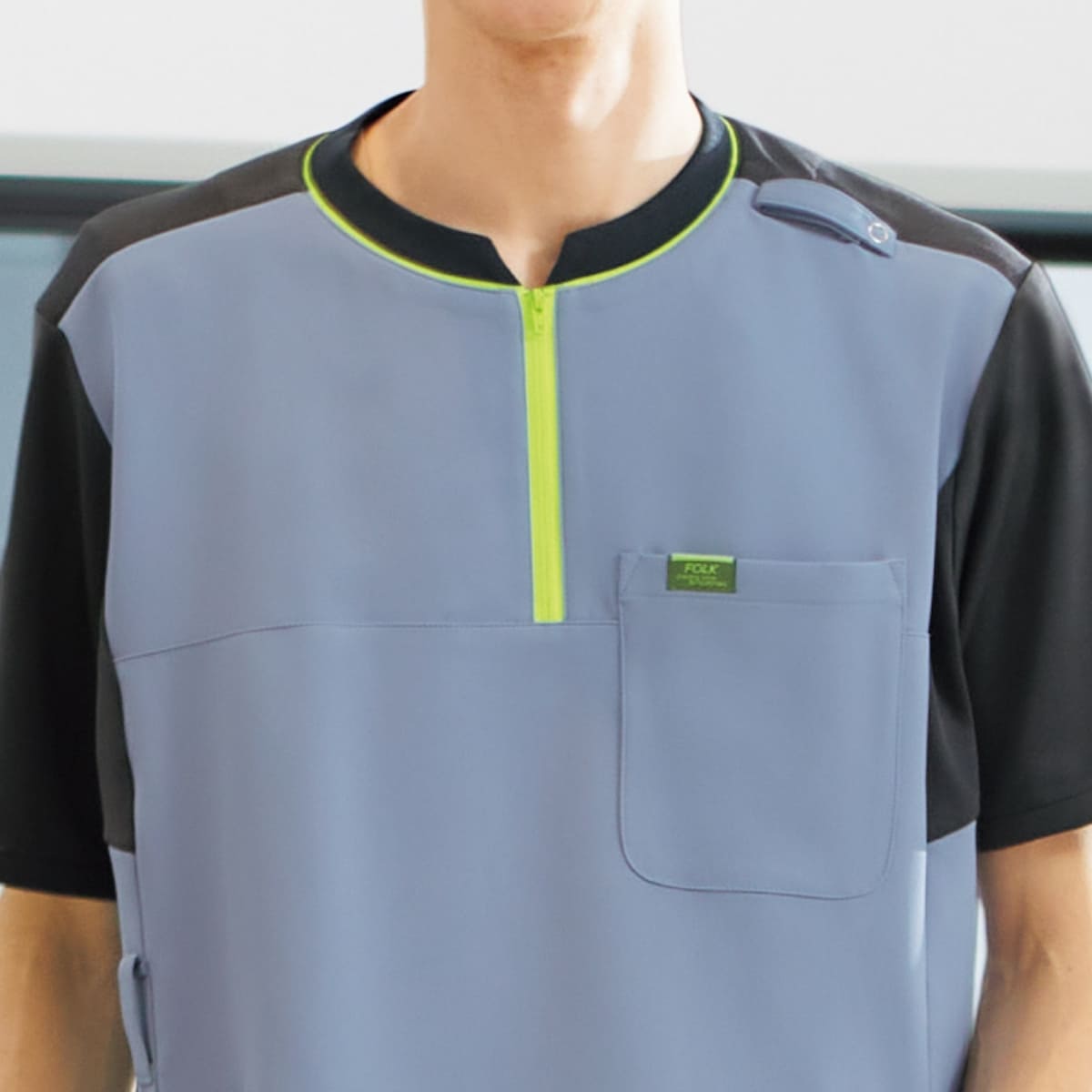 ジップアップスクラブ | 医療介護ユニフォーム | 1枚 | CK700 | ライトグレー×チャコール