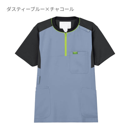 ジップアップスクラブ | 医療介護ユニフォーム | 1枚 | CK700 | ピーチ×チャコール