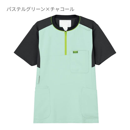 ジップアップスクラブ | 医療介護ユニフォーム | 1枚 | CK700 | ピーチ×チャコール