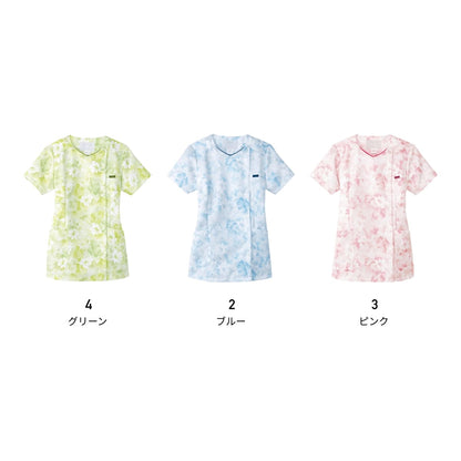 花柄ジップスクラブ | 医療介護ユニフォーム | 1枚 | 7034SC | ピンク