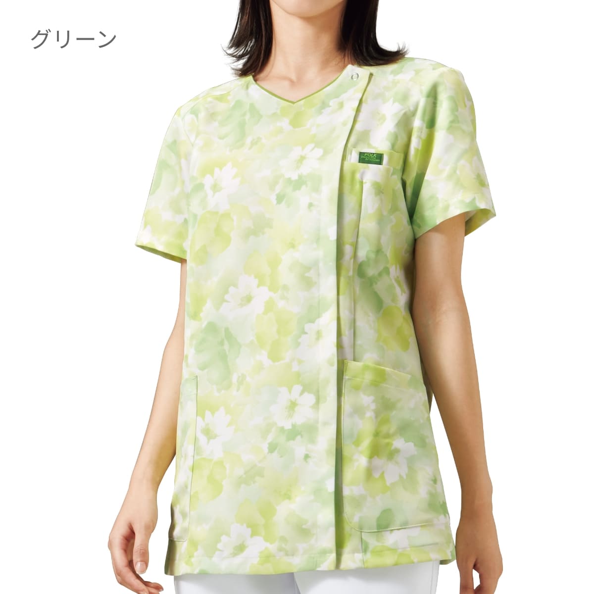 花柄ジップスクラブ | 医療介護ユニフォーム | 1枚 | 7034SC | ピンク