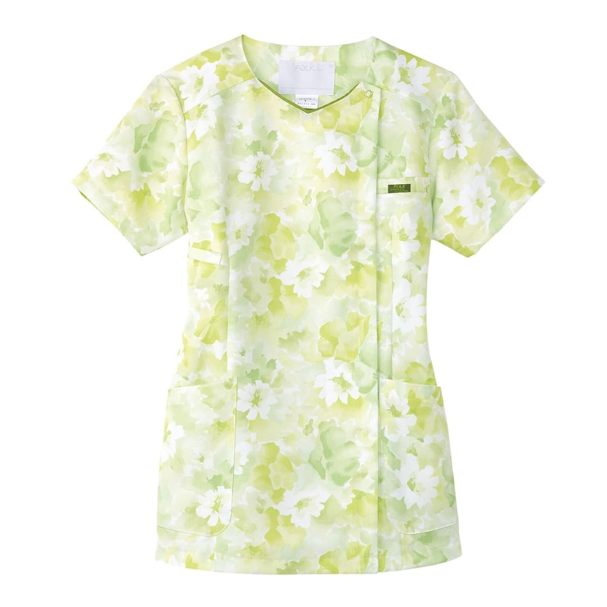 花柄ジップスクラブ | 医療介護ユニフォーム | 1枚 | 7034SC | ブルー