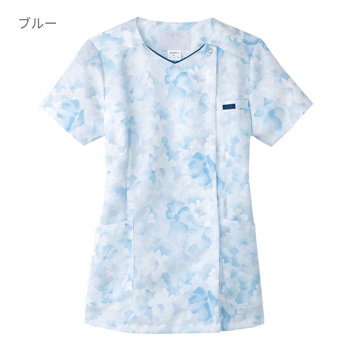 花柄ジップスクラブ | 医療介護ユニフォーム | 1枚 | 7034SC | グリーン