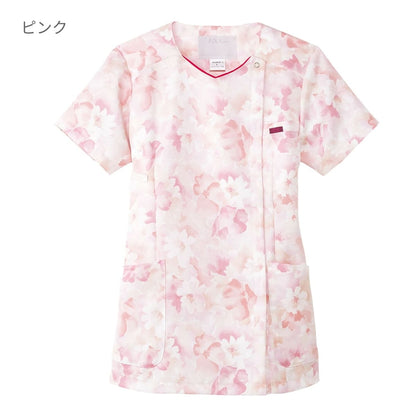 花柄ジップスクラブ | 医療介護ユニフォーム | 1枚 | 7034SC | ブルー