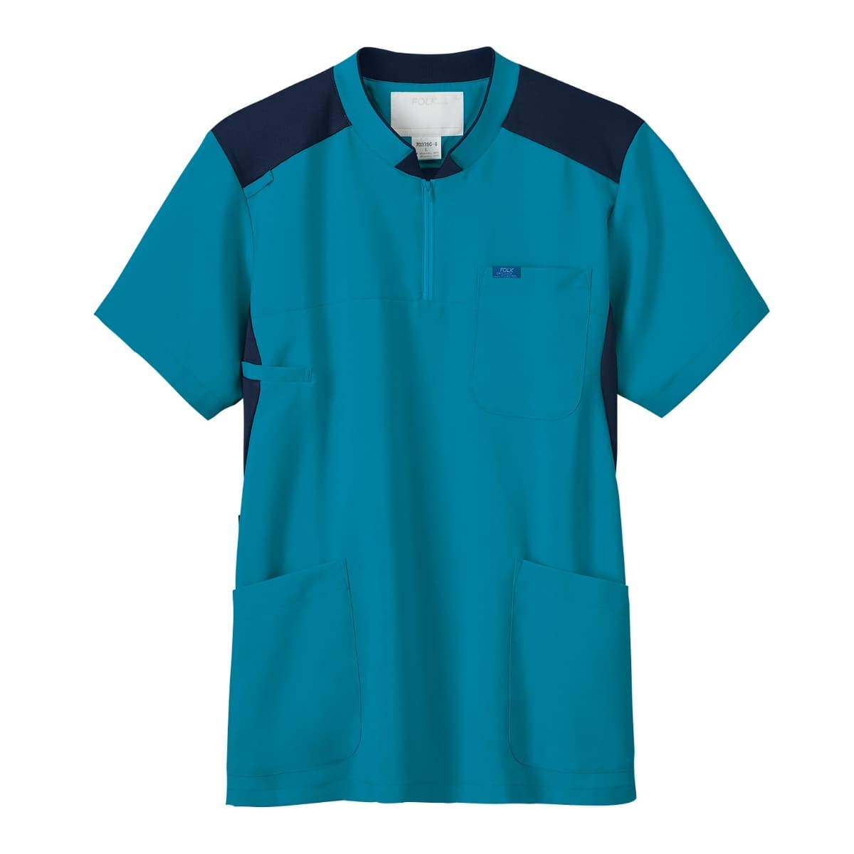 ジップアップスクラブ | 医療介護ユニフォーム | 1枚 | 7037SC | ダークネイビー×ダークネイビー