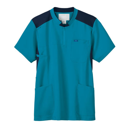 ジップアップスクラブ | 医療介護ユニフォーム | 1枚 | 7037SC | ダークネイビー×ダークネイビー