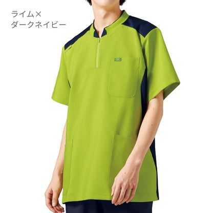 ジップアップスクラブ | 医療介護ユニフォーム | 1枚 | 7037SC | チェリーピンク×バーガンディ