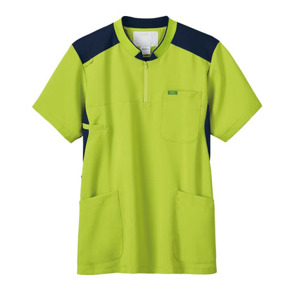 ジップアップスクラブ | 医療介護ユニフォーム | 1枚 | 7037SC | ライム×ダークネイビー