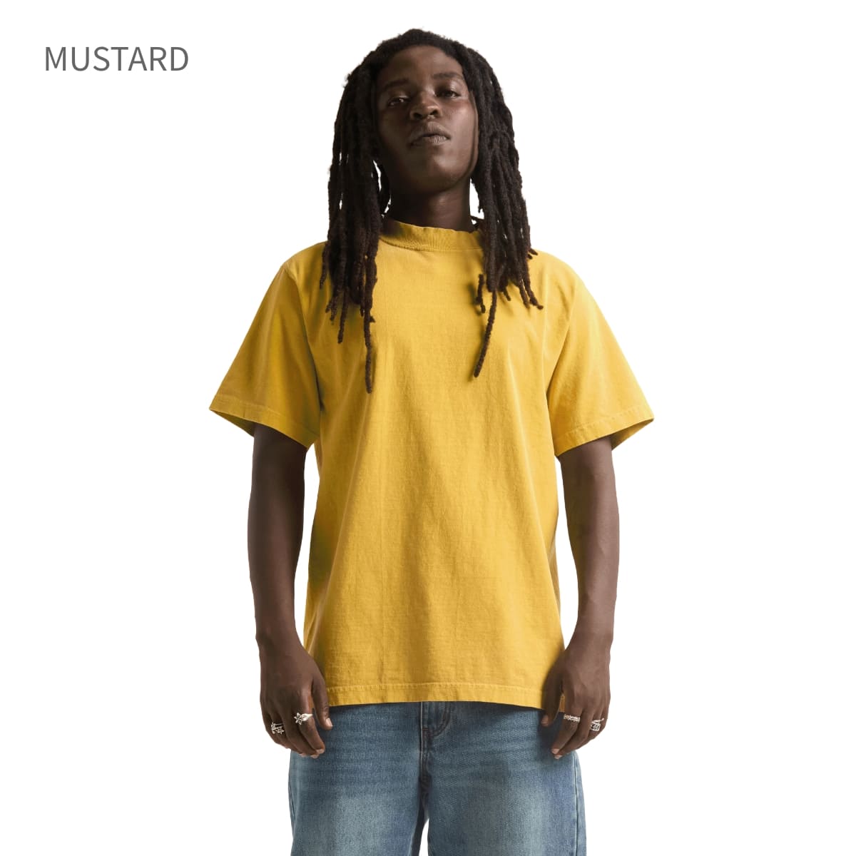 shaka wear 7.5OZ MAX HEAVYWEIGHT GARMENT DYE SHORTSLEEVE | メンズ | 1枚 | G-DYE_S_S | MUSTARD