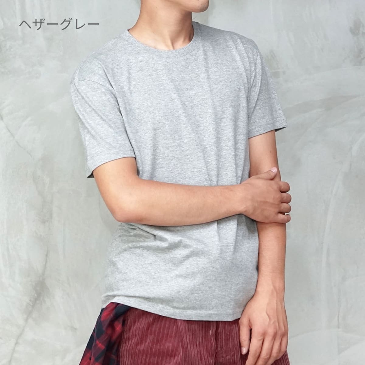 【グレー】テキスタイルパッチヘビーウェイトTシャツ 5.6オンス ヘビーウェイトTシャツ | キッズ | 1枚 | 00085-CVT | 杢