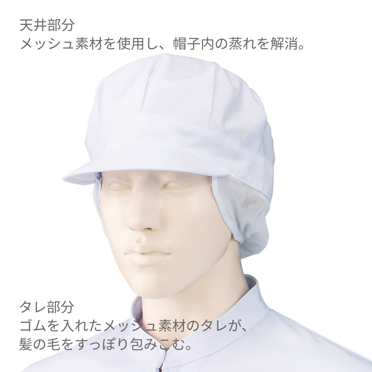 八角帽子（トップ・サイドメッシュ）（2枚入） | ユニフォーム | 1枚 | 475-KZ6 | 白