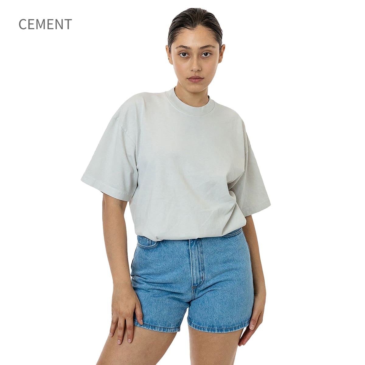 los angeles apparel S/S Grmnt Dye Crew Neck 6.5oz | メンズ | 1枚 | 1801GD | CEMENT