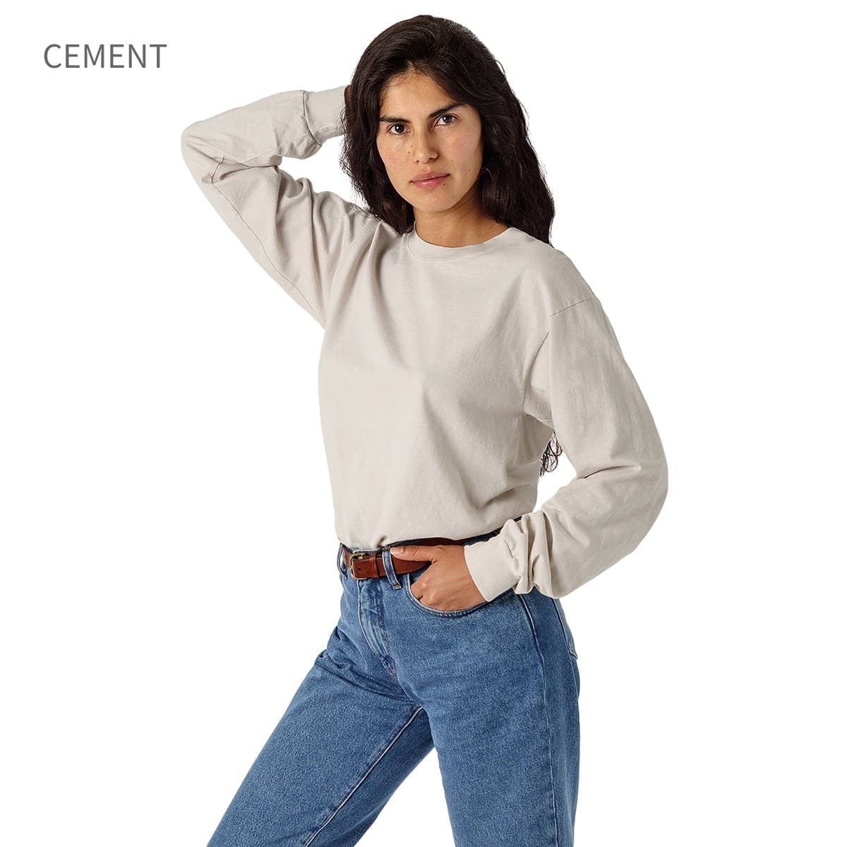 los angeles apparel S/S Grmnt Dye Crew Neck 6.5oz | メンズ | 1枚 | 1807GD | CEMENT