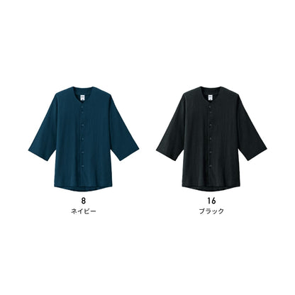 楊柳鯉口五分袖シャツ | メンズ | 1枚 | MS1176 | ブラック