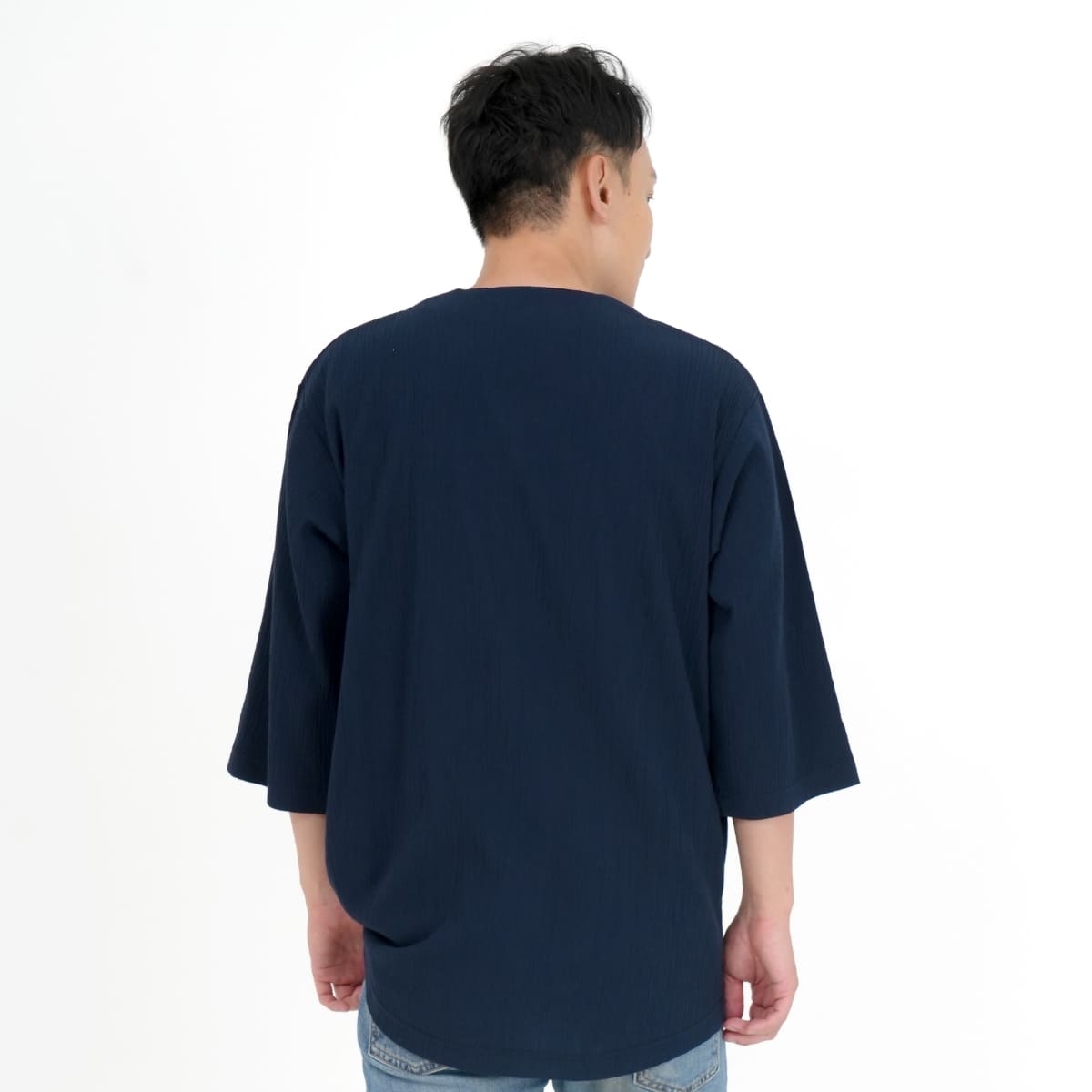 楊柳鯉口五分袖シャツ | メンズ | 1枚 | MS1176 | ネイビー – Tshirt