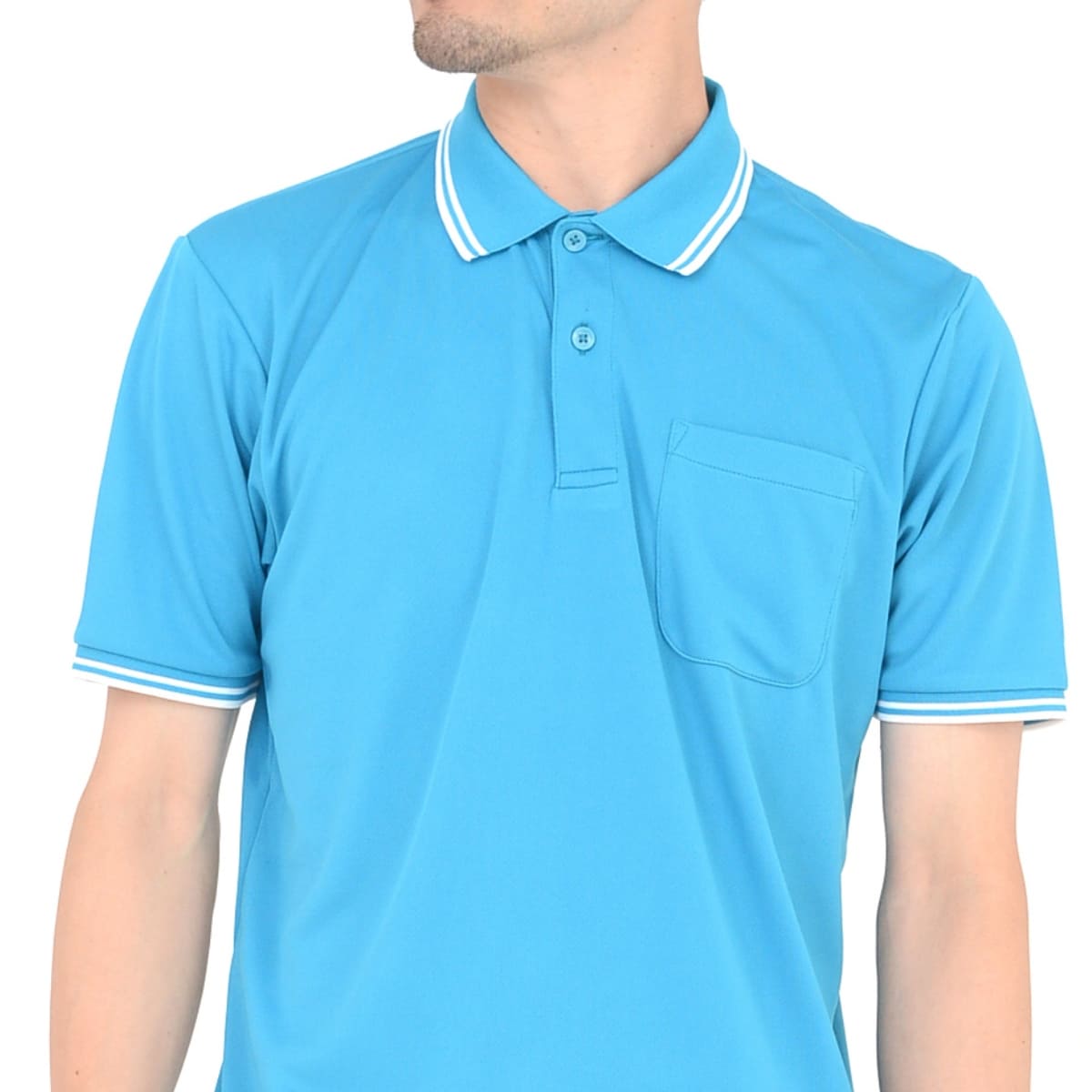 ライン入りベーシックドライポロシャツ（ポリジン加工） | メンズ | 1枚 | MS3121 | サックス