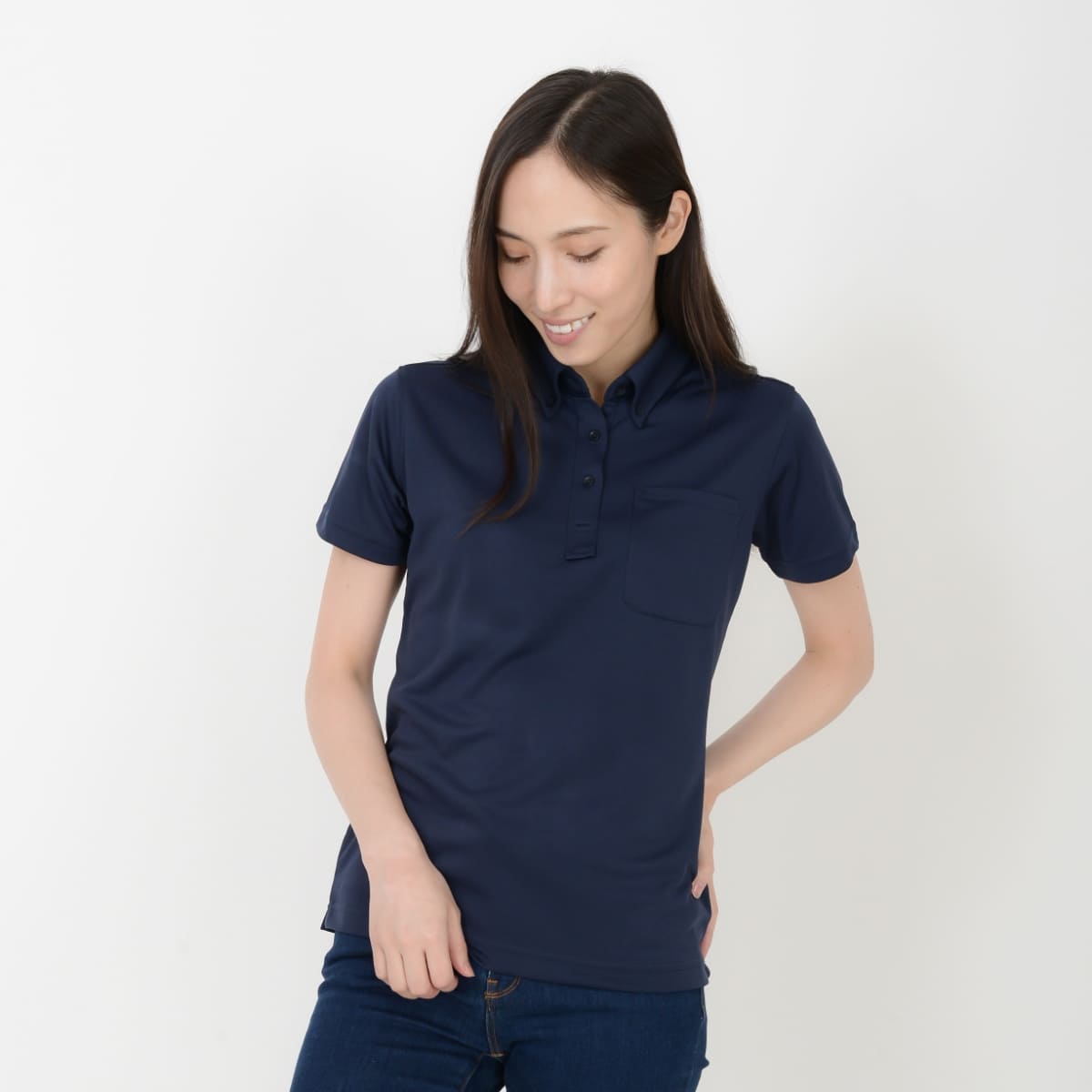 4.3オンスボタンダウンドライポロシャツ（ポリジン） | レディース | 1枚 | MS3119 | ホワイト