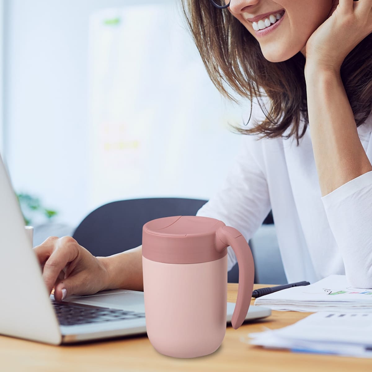 MOTTERU くるっとハンドルマグタンブラー 410ml | ノベルティ(小物) | 1枚 | MO-3020 | ダスティブルー