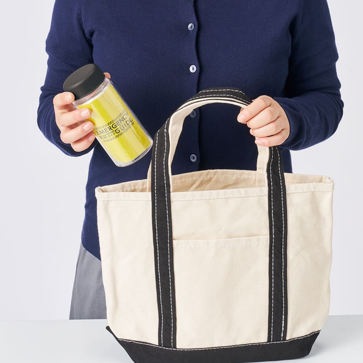 防災緊急6点セット コンパクトボトルタイプ | ノベルティ(小物) | 1枚 | TB-0006 | ブラック