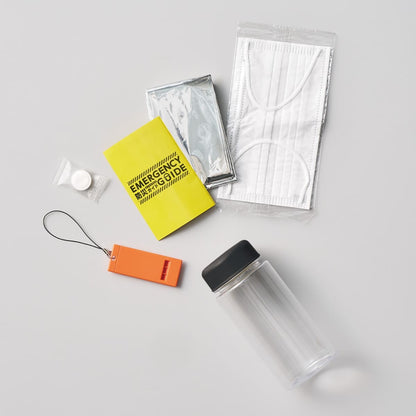 防災緊急6点セット コンパクトボトルタイプ | ノベルティ(小物) | 1枚 | TB-0006 | ブラック