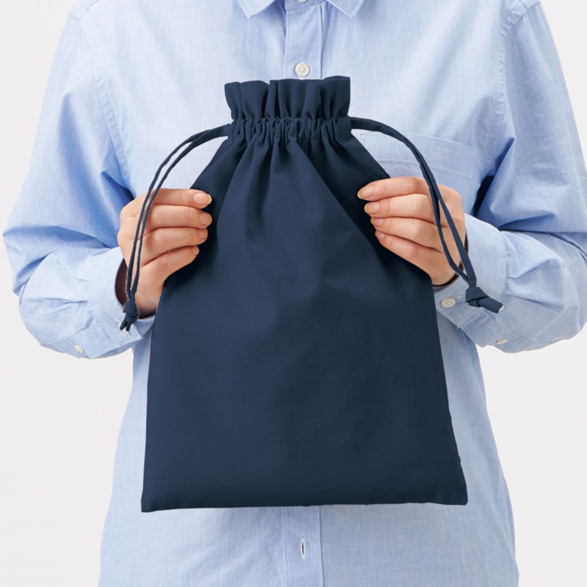 厚手コットンフリル巾着（L） | ノベルティ(小物) | 1枚 | TP-0015 | ナチュラル