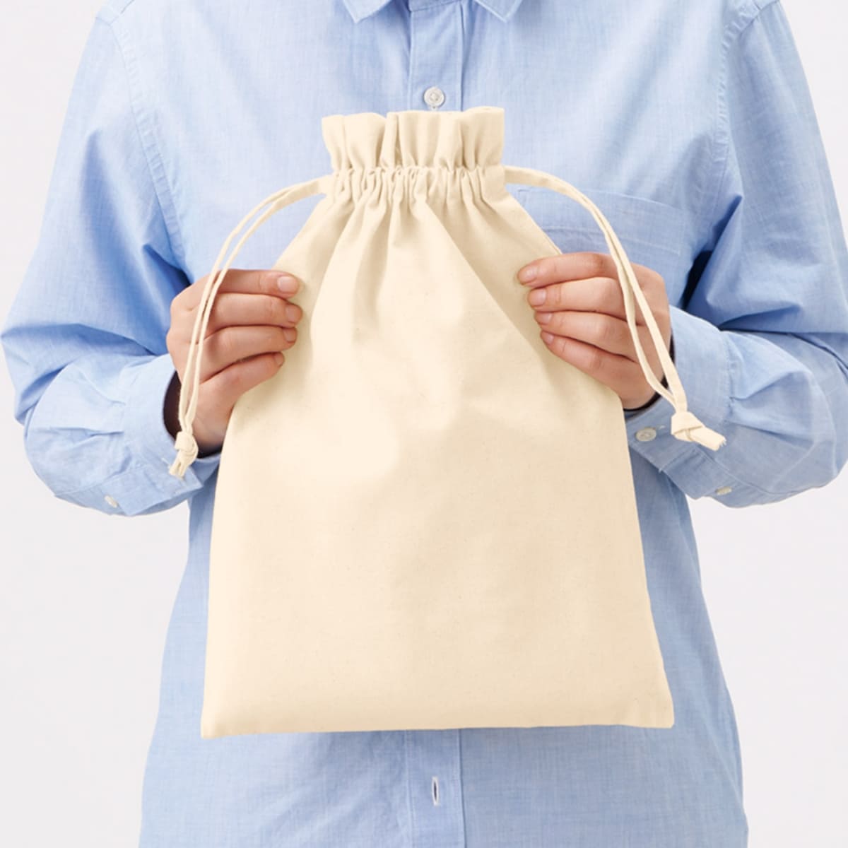 厚手コットンフリル巾着（L） | ノベルティ(小物) | 1枚 | TP-0015 | ブラック