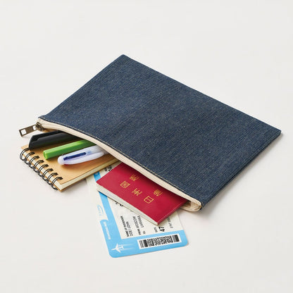デニムフラットポーチ（M） | ノベルティ(小物) | 1枚 | TP-0039 | インディゴ