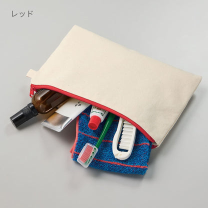 カラーファスナーキャンバスフラットポーチ（M） | ノベルティ(小物) | 1枚 | TP-0054 | ライトピンク