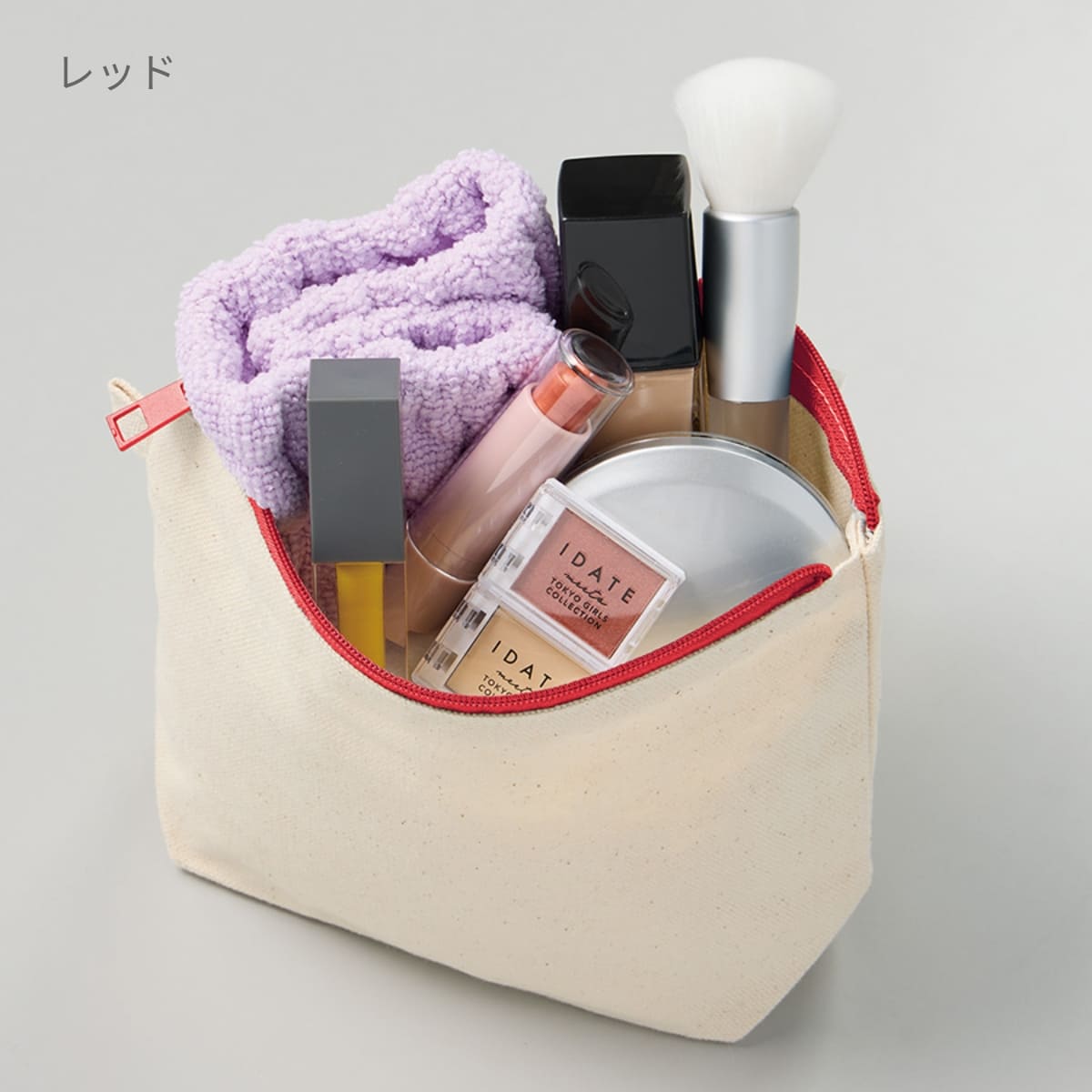 カラーファスナーキャンバスデイリーポーチ | ノベルティ(小物) | 1枚 | TP-0055 | ホワイト