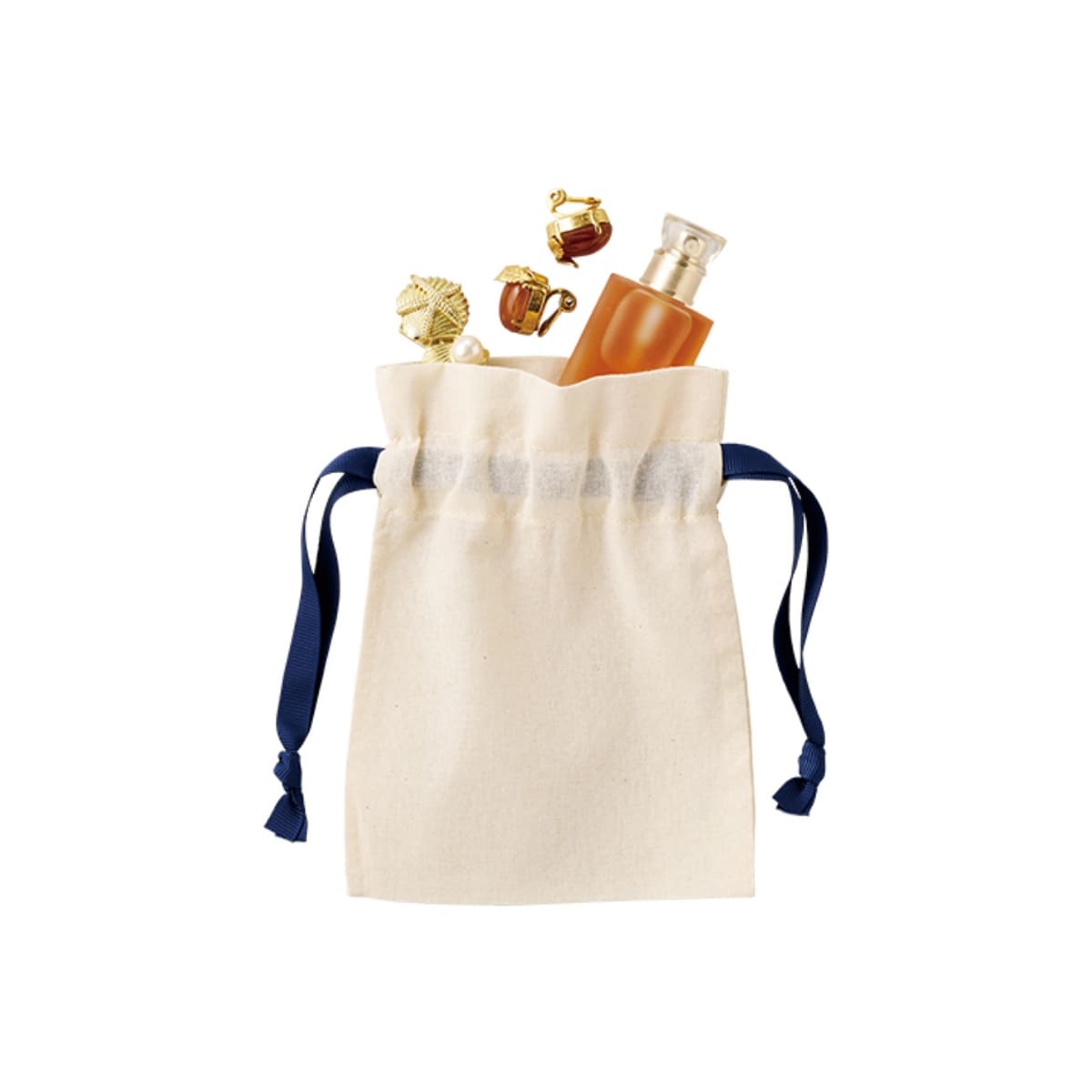 コットンカラーリボン巾着（SS） | ノベルティ(小物) | 1枚 | TP-0064 | ネイビー