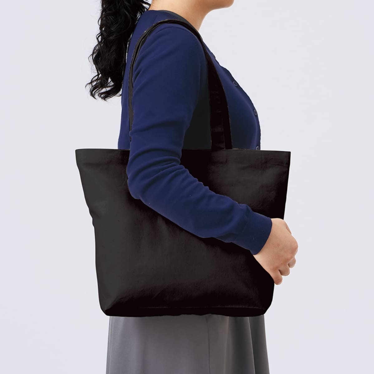 厚手コットンベーシックトート(M)ワイド | ノベルティ(小物) | 1枚 | TR-1378 | ネイビー
