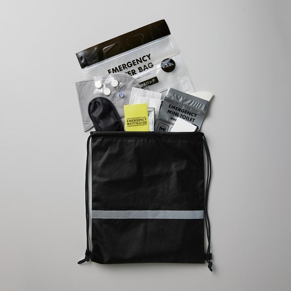 防災緊急10点セット リュックタイプ ブラック | ノベルティ(小物) | 1枚 | TS-1805 | ブラック