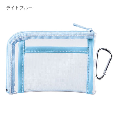 メッシュポケットクリアミニポーチ（カラビナ付） | ノベルティ(小物) | 1枚 | TP-0040 | レッド