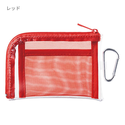 メッシュポケットクリアミニポーチ（カラビナ付） | ノベルティ(小物) | 1枚 | TP-0040 | ホワイト