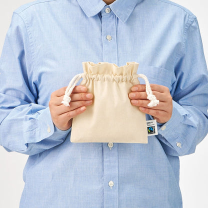 フェアトレードコットンフリル巾着(S) | ノベルティ(小物) | 1枚 | TP-0048 | スモークブルー