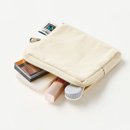 フェアトレードコットンスリムスクエアポーチ（S） | ノベルティ(小物) | 1枚 | TP-0050 | スモーキーブルー