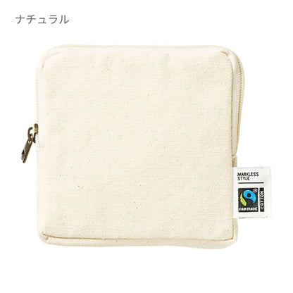 フェアトレードコットンスリムスクエアポーチ（S） | ノベルティ(小物) | 1枚 | TP-0050 | スモーキーブルー